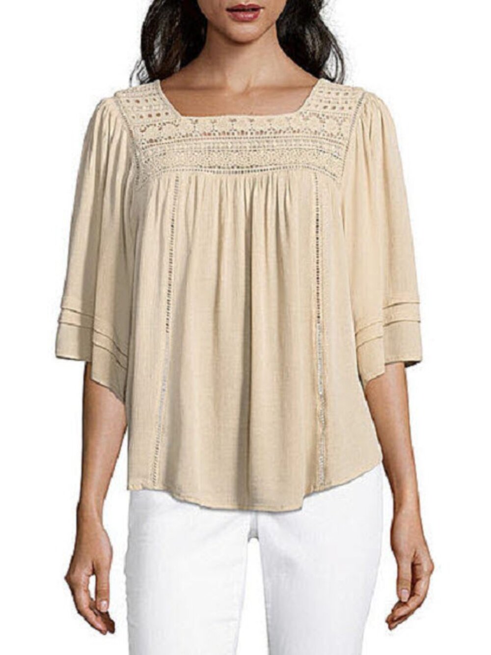 JPR lace blouse ~ tan - XL